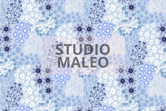 Download Blue Ditsy Floral Seamless Pattern - Premium Bundle
